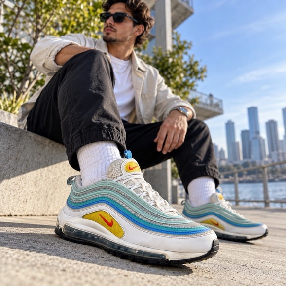 Nike Other - Nike Air Max 97 Spring Floral Mens 11 Shoes Laser Blue Teal Siren Red DQ7644-100